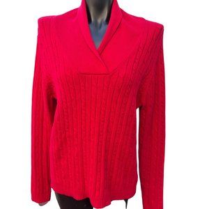 Charter Club Womens Sweater Long Sleeve Cotton Blend Pullover Knitwear Red L